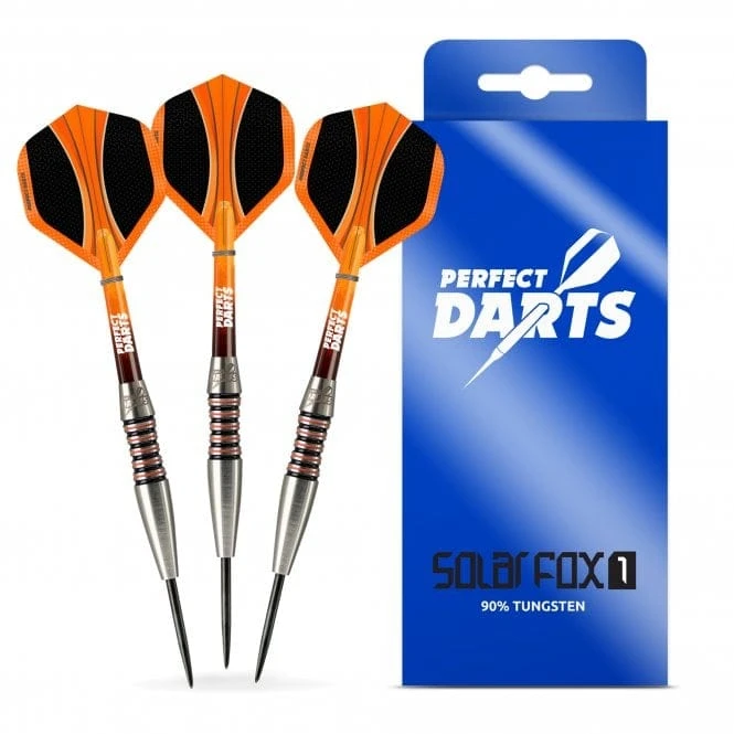 *Perfect Darts - Steel Tip - 90% Tungsten - Solarfox 1 - Scallop - Black & Orange - Image 2