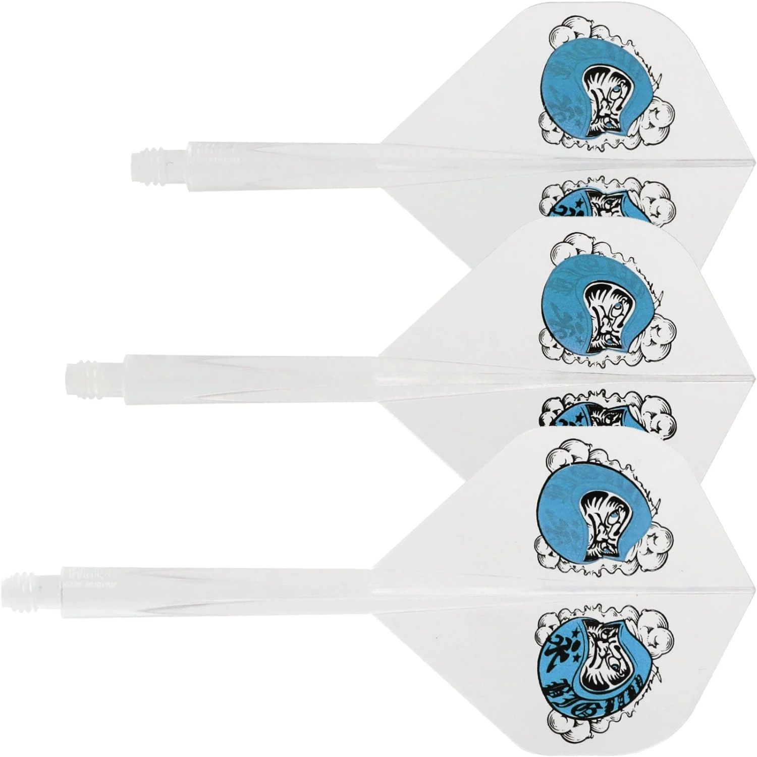 Condor AXE Dart Flights - Standard - Daruma Baby - Clear X Blue - Image 4