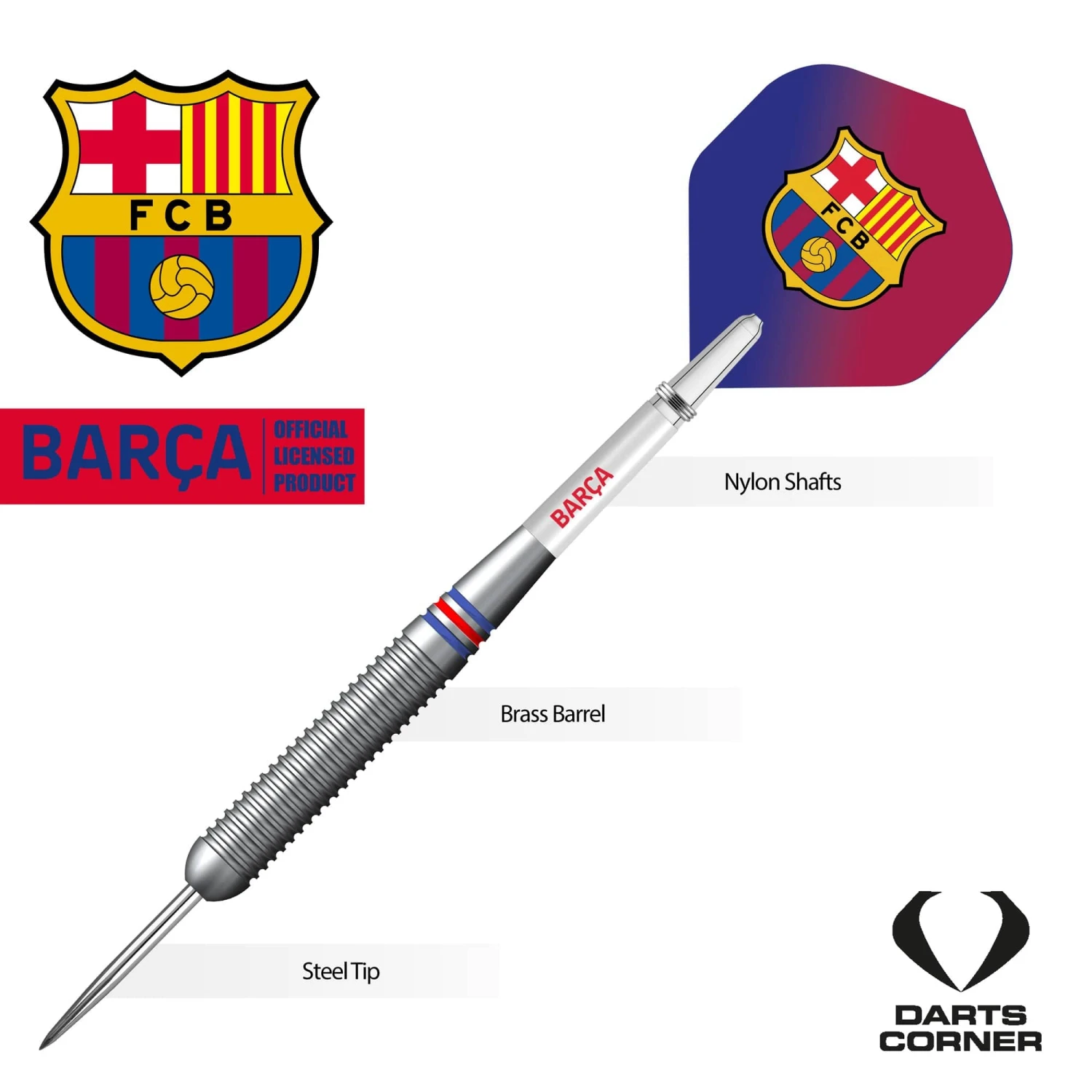 FC Barcelona - Official Licensed BARÇA - Steel Tip Darts - Brass - BARÇA - 22g - Image 4