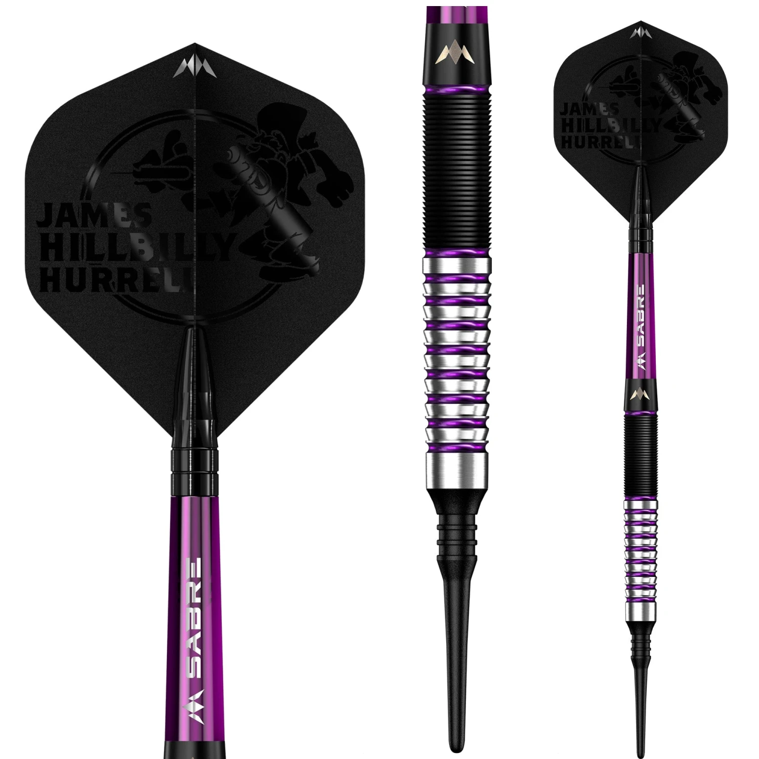 Mission James Hurrell Darts - Soft Tip - Hillbilly - Black & Purple - 18g - Image 2