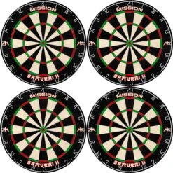 Mission Samurai II Dartboard - Ultra Thin Wire - Professional Board - Pack Of 4