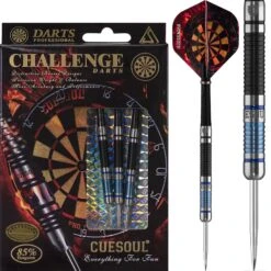 *Cuesoul - Steel Tip Tungsten Darts - Challenge - Shark - Black & Blue