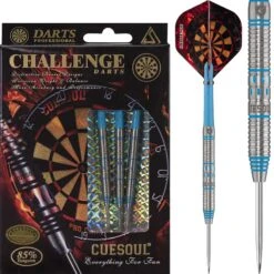 *Cuesoul - Steel Tip Tungsten Darts - Challenge - Multi Ring - Tapered - Blue