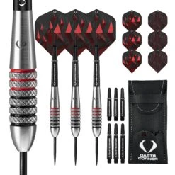 Darts Corner Astrofire Darts - Steel Tip - Knurled - Black & Red