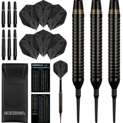 *Designa Mako Darts - Soft Tip Electro Brass - Shark Grip - Black