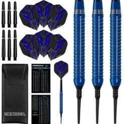 *Designa Mako Darts - Soft Tip Electro Brass - Shark Grip - Blue