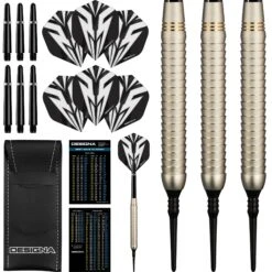 *Designa Mako Darts - Soft Tip Electro Brass - Shark Grip - Silver