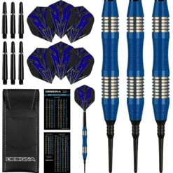 *Designa Mako Darts - Soft Tip Electro Brass - Micro Grip - Blue