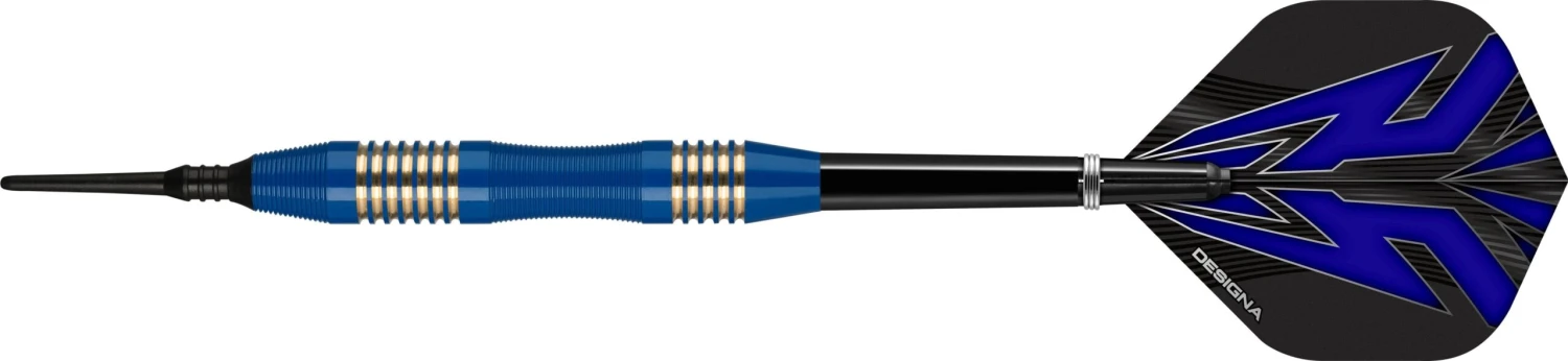 *Designa Mako Darts - Soft Tip Electro Brass - Micro Grip - Blue - Image 2
