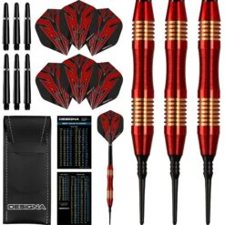 *Designa Mako Darts - Soft Tip Electro Brass - Micro Grip - Red