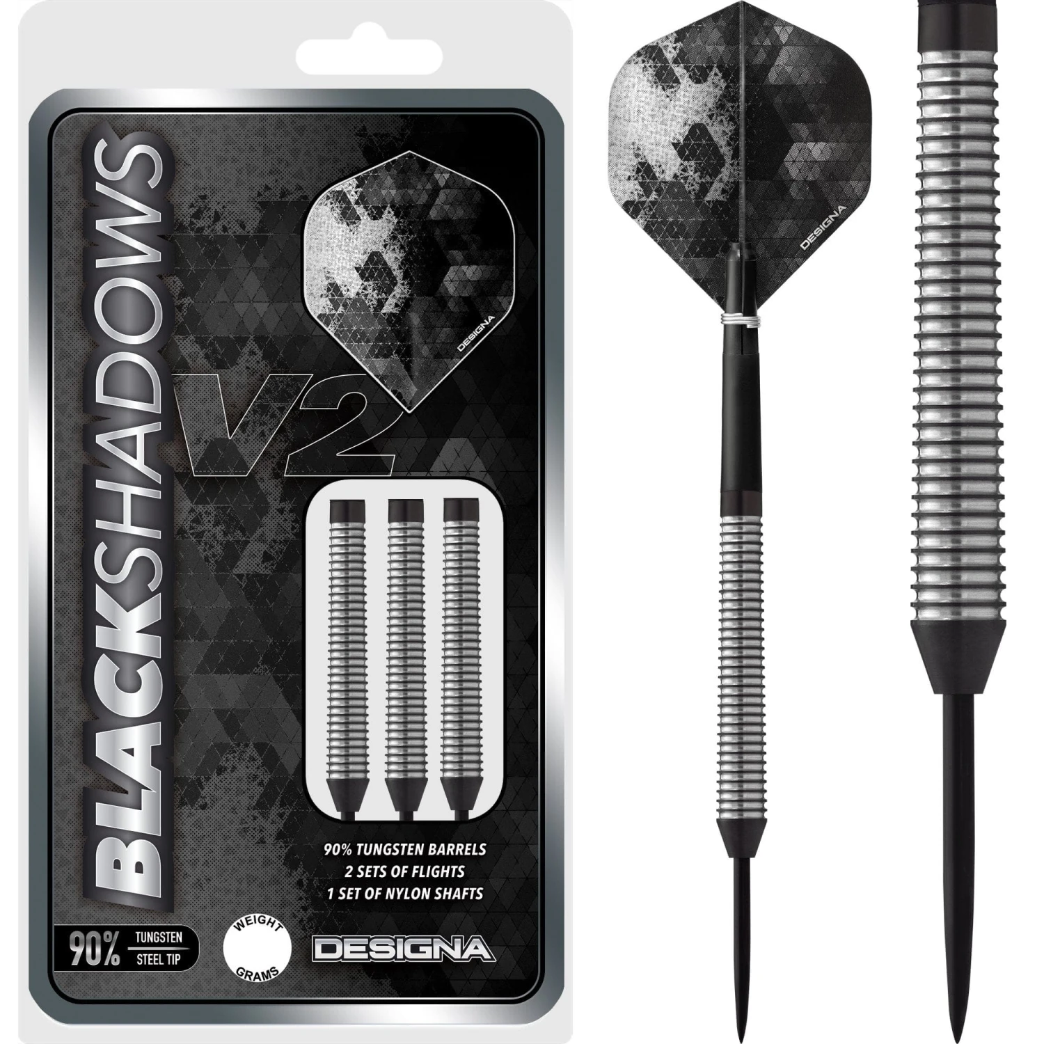 *Designa Black Shadow V2 Darts - Steel Tip - M4