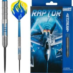 One80 Jetstream Darts - Steel Tip Tungsten - Blue - Raptor