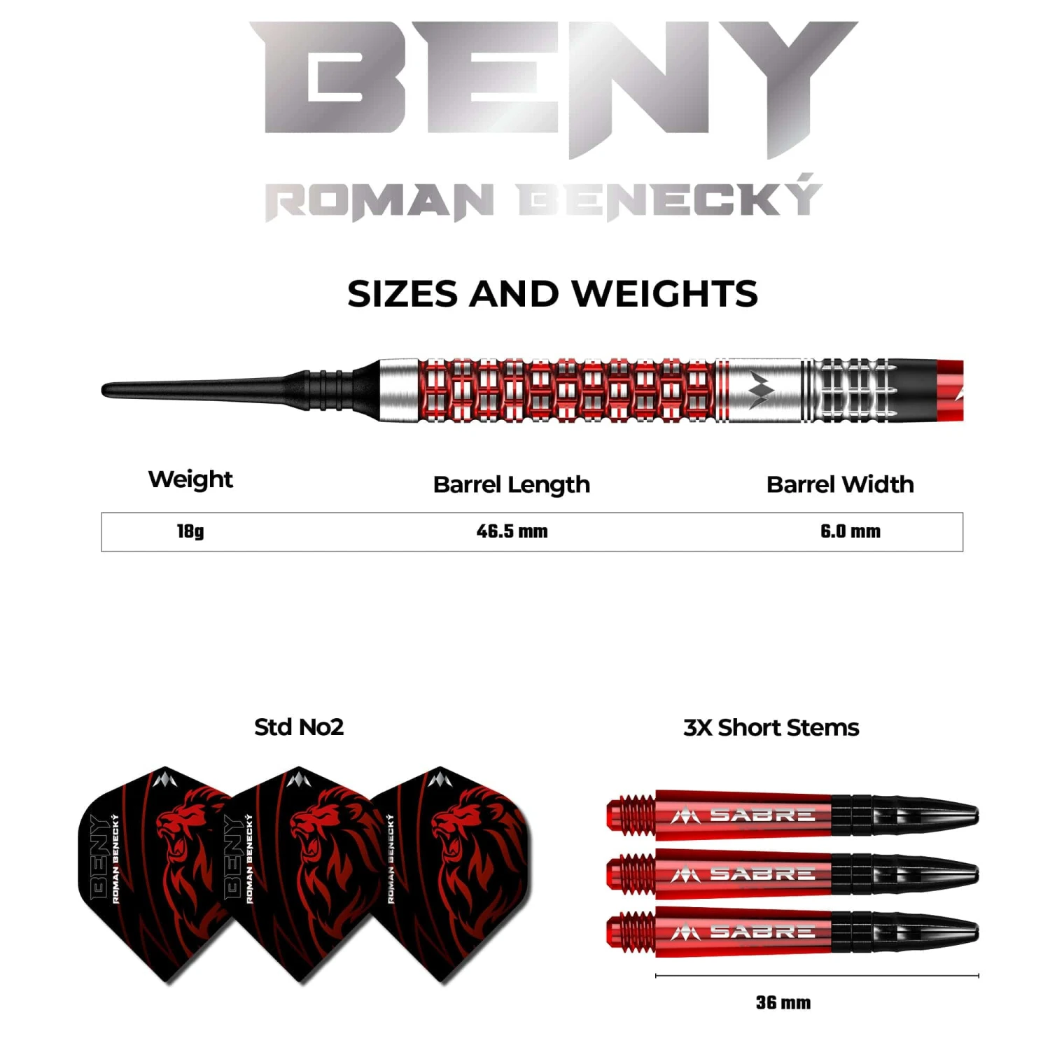 Mission Roman Benecky Darts - Soft Tip - Black & Red - 18g - Image 6