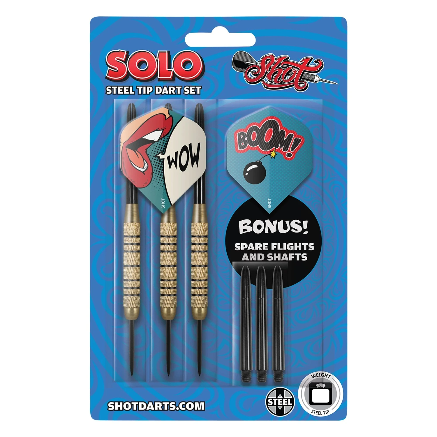 Shot Solo Darts - Steel Tip - Brass - Knurled - 18g