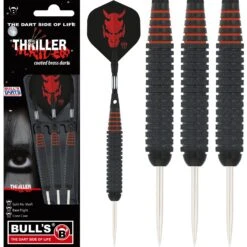 BULL'S Thriller Darts - Steel Tip - Black Brass - Red Knurled
