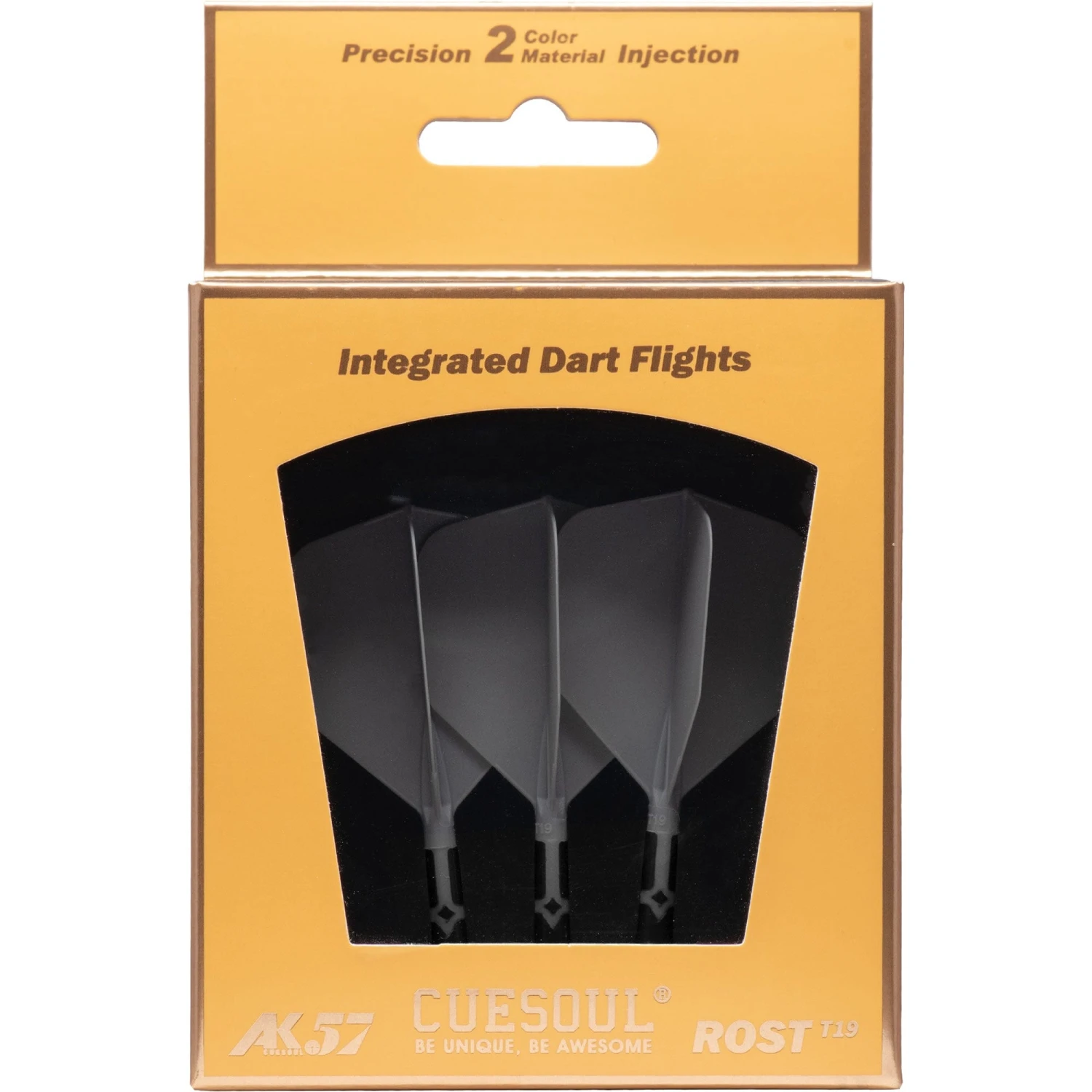 Cuesoul Rost T19 Integrated Dart Shaft And Flights - Big Wing - Black With Grey Flight - Image 9