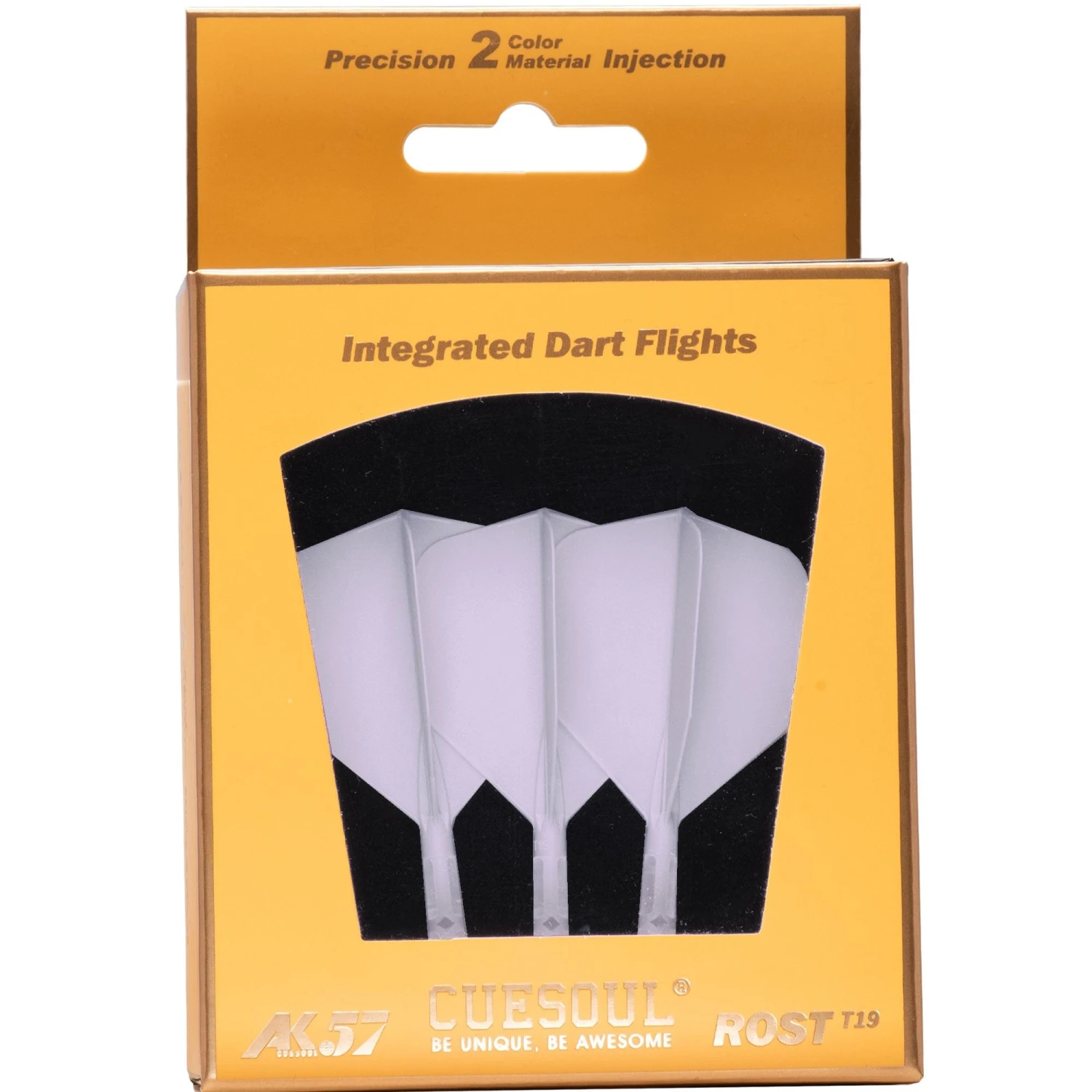*Cuesoul Rost T19 Integrated Dart Shaft And Flights - Big Wing - Clear With White Flight - Image 9