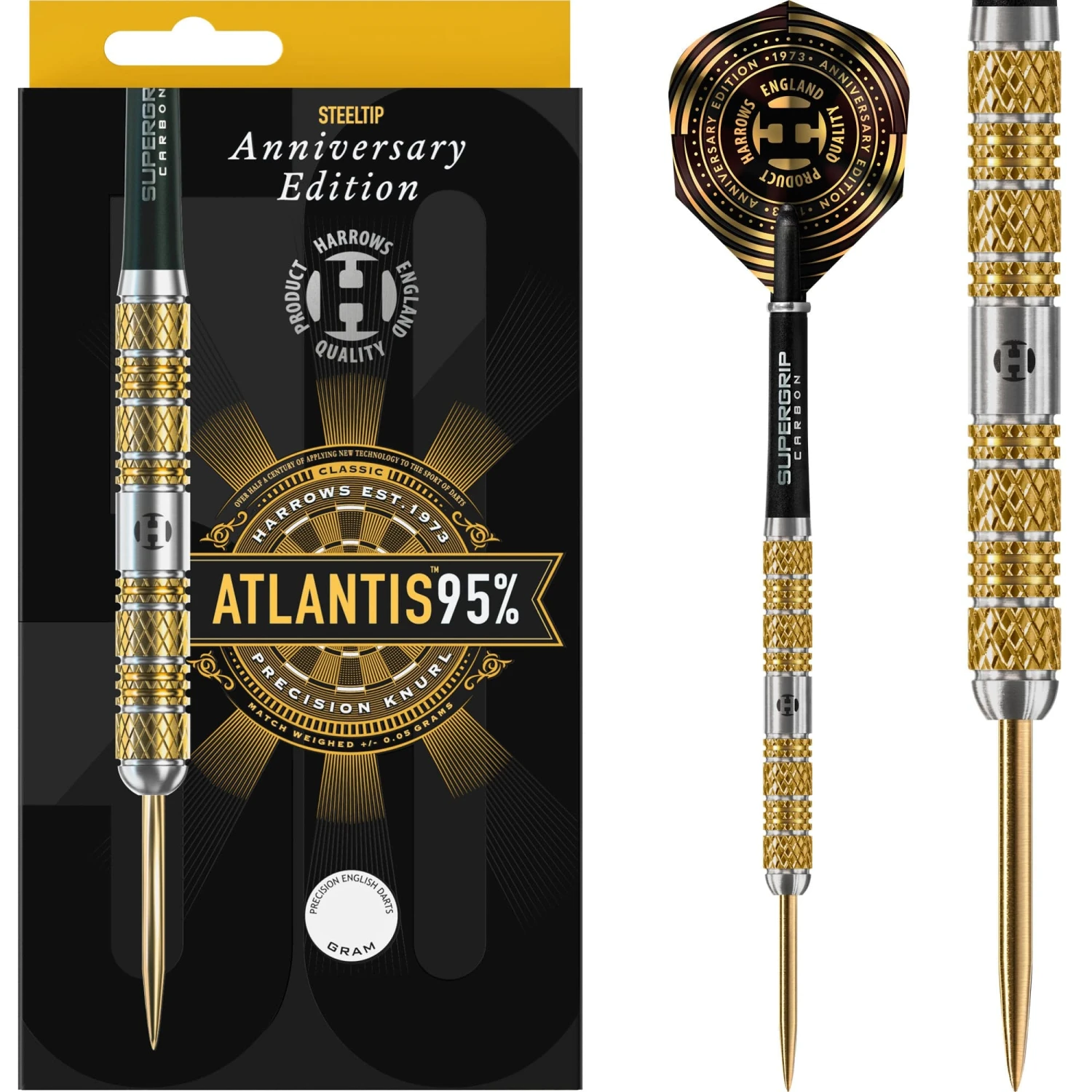 Harrows Atlantis Darts - Steel Tip - 95% - Anniversary Edition - Gold Titanium