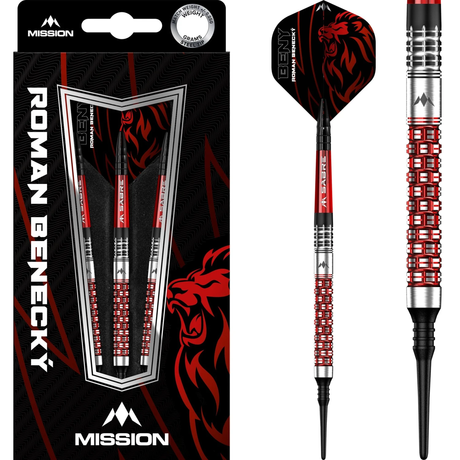 Mission Roman Benecky Darts - Soft Tip - Black & Red - 18g