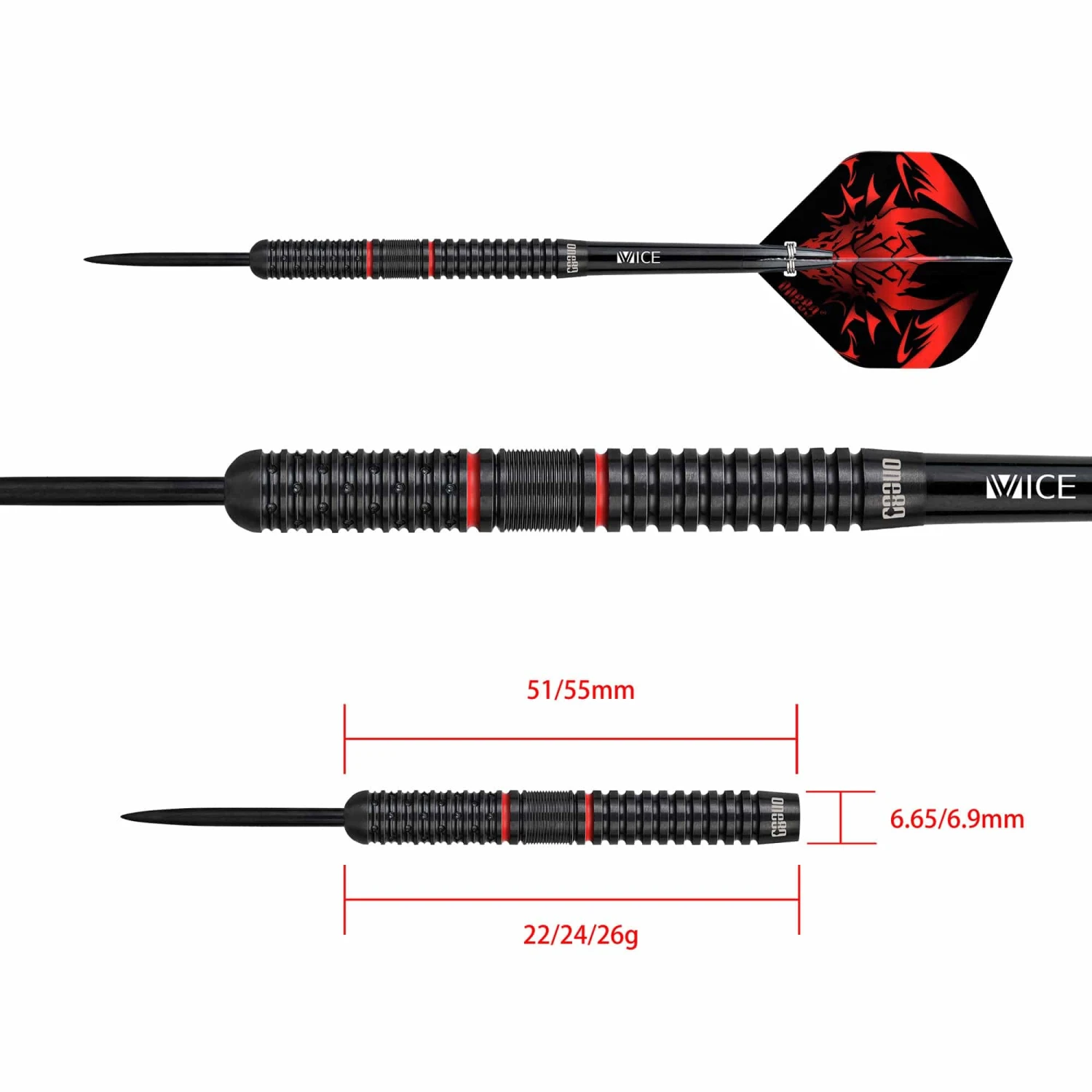 One80 Jim Williams Darts - Steel Tip - Black & Red - Image 3
